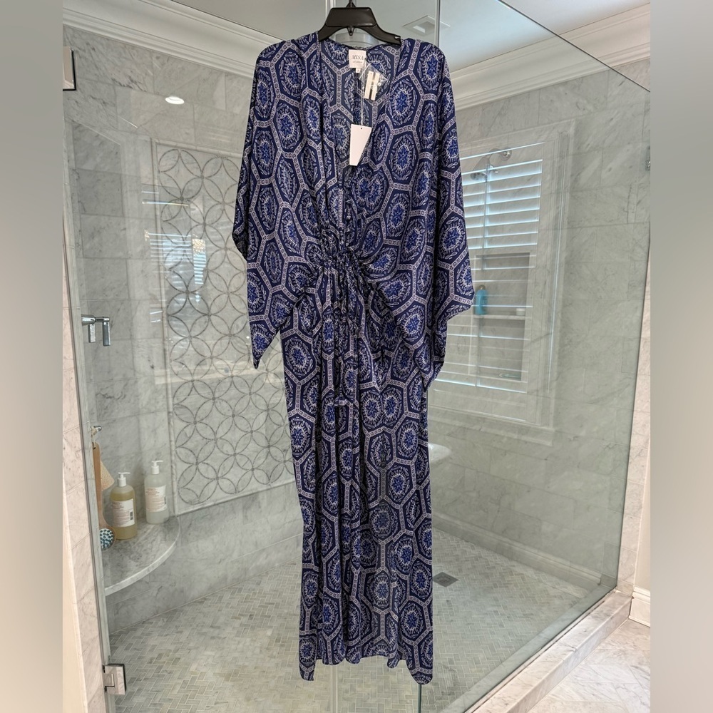 NWT MISA Los Angeles Veruschka cover up or maxi dress Blue printed size Small - Picture 4 of 10